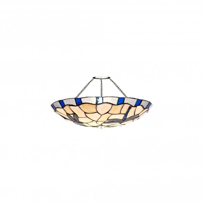 OWEN Dragonfly Tiffany Uplighter Ceiling Shade in Cream with Blue