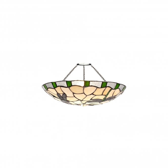 OWEN Dragonfly Tiffany Uplighter Ceiling Shade in Cream with Green