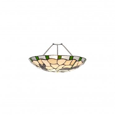 OWEN Dragonfly Tiffany Uplighter Ceiling Shade in Cream with Green