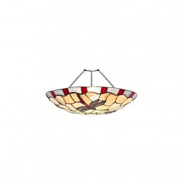 Dragonfly Tiffany Uplighter Ceiling Shade in Cream with Red