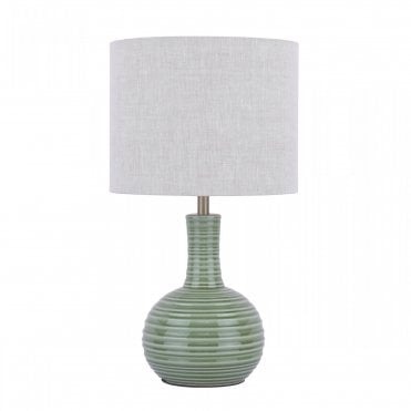 Laura Ashley PADLEY Table Lamp Green Ceramic & Antique Brass With Shade