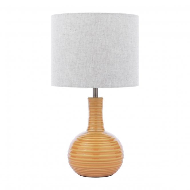 Padley Table Lamp - Yellow Ceramic & Antique Brass with Linen Shade