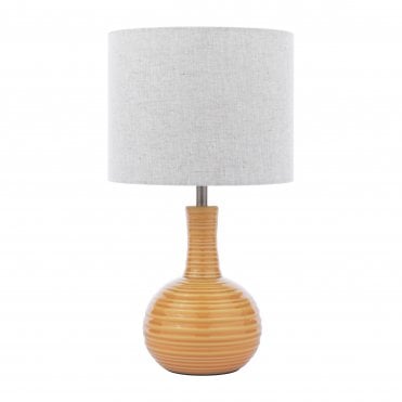 Padley Table Lamp - Yellow Ceramic & Antique Brass with Linen Shade
