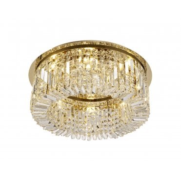 PARAGON Flush Ceiling Light Fitting Gold/Crystal