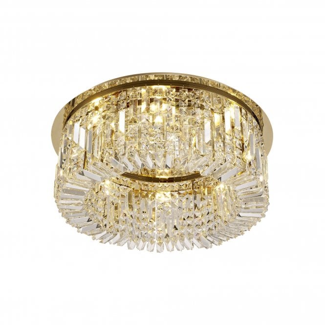 PARAGON Flush Ceiling Light Fitting Gold/Crystal