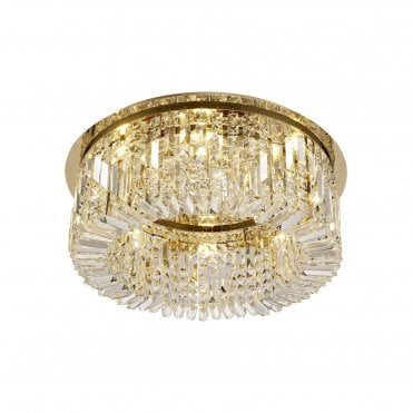 PARAGON Flush Ceiling Light Fitting Gold/Crystal
