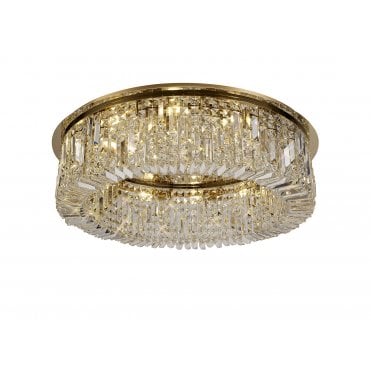 PARAGON Flush Ceiling Light Fitting Gold/Crystal