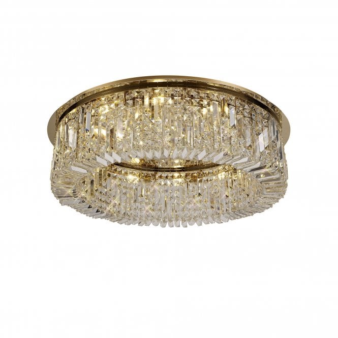 PARAGON Flush Ceiling Light Fitting Gold/Crystal