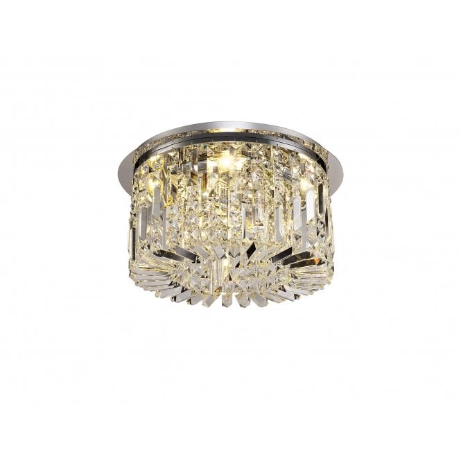PARAGON Flush Ceiling Light Fitting Polished Chrome/Crystal