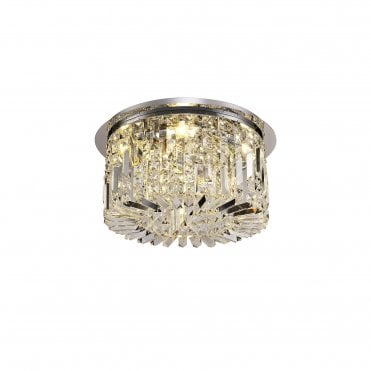 PARAGON Flush Ceiling Light Fitting Polished Chrome/Crystal