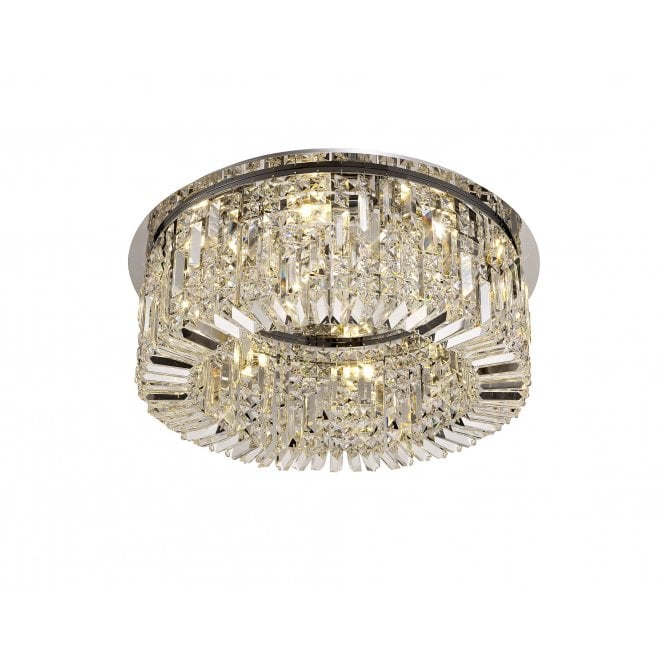PARAGON Flush Ceiling Light Fitting Polished Chrome/Crystal