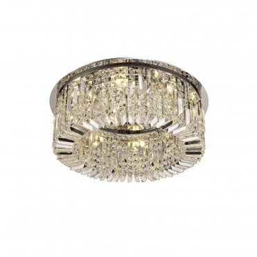 PARAGON Flush Ceiling Light Fitting Polished Chrome/Crystal