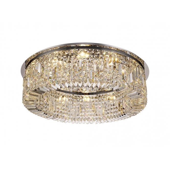 PARAGON Flush Ceiling Light Fitting Polished Chrome/Crystal