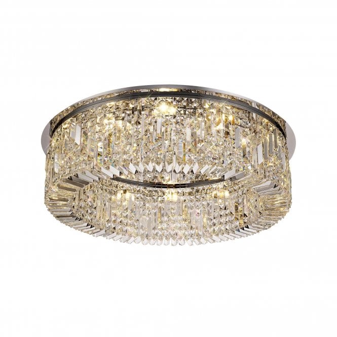 PARAGON Flush Ceiling Light Fitting Polished Chrome/Crystal
