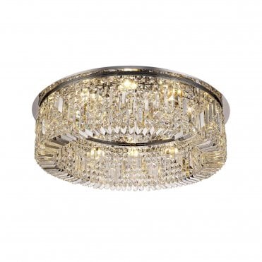PARAGON Flush Ceiling Light Fitting Polished Chrome/Crystal