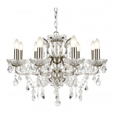 8light chandelier in silver 