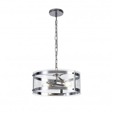 PARKER 2 Light Ceiling Pendant Polished Chrome with Glass Shade
