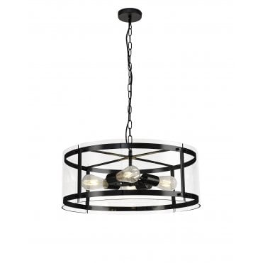 PARKER 4 Light E27 Ceiling Pendant Light Matt Black
