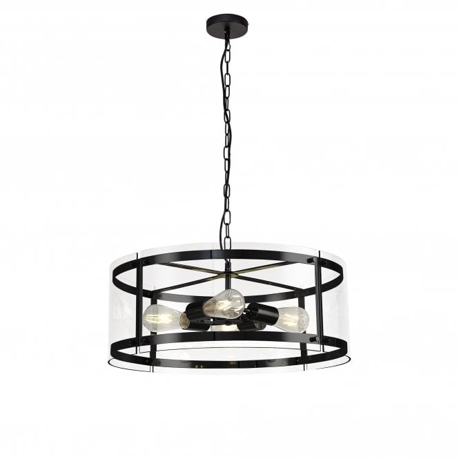 PARKER 4 Light E27 Ceiling Pendant Light Matt Black