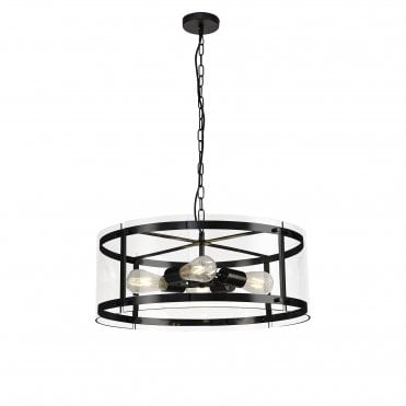PARKER 4 Light E27 Ceiling Pendant Light Matt Black