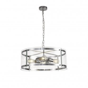 PARKER 4 Light E27 Ceiling Pendant Light Polished Chrome