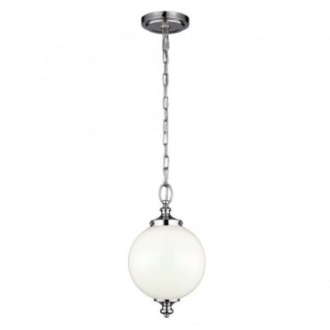 PARKMAN - Small Ceiling Pendant in White, Nickel