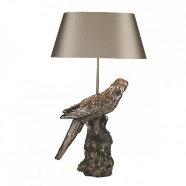 PARROT Table Lamp Bronze With Silk Shade