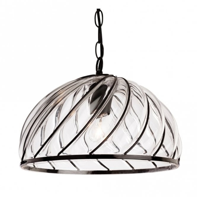 PASCAL Ceiling Pendant with Black Frame with Clear Glass in Black