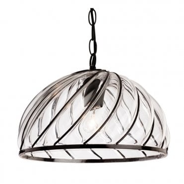 PASCAL Ceiling Pendant with Black Frame with Clear Glass in Black