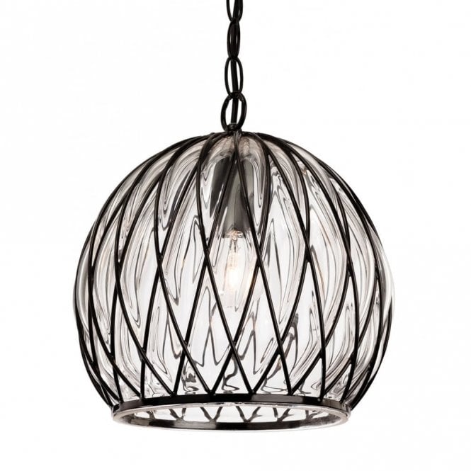 PASCAL Domed Ceiling Pendant in Black Frame with Clear Glass