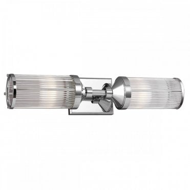 PAULSON 2 Light Bathroom Safe Bar Light Chrome with Glass Rods