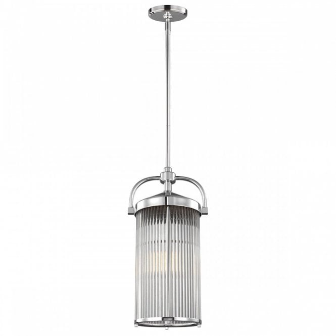 PAULSON 3 Light Ceiling Pendant Chrome with Glass Tube Shade