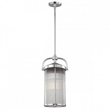3 Light Ceiling Pendant Chrome with Glass Tube Shade