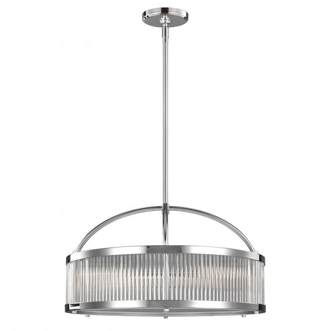PAULSON 6 Light Ceiling Pendant Chrome with Glass Rods