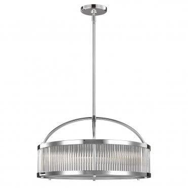 6 Light Ceiling Pendant Chrome with Glass Rods