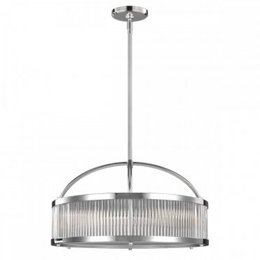 PAULSON 6 Light Ceiling Pendant Chrome with Glass Rods