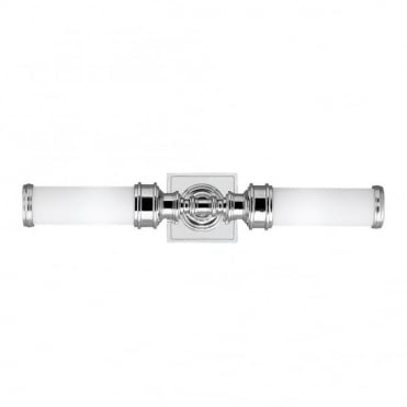 Bathroom 2 Light Wall Light in White, Chrome IP44 Rated