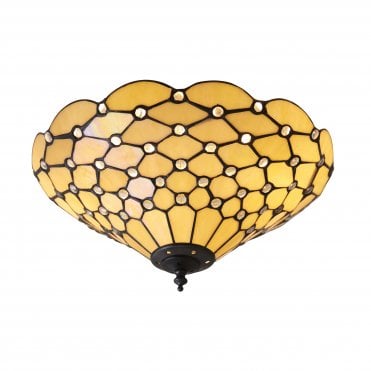 PEARL Medium 2Lt Flush with Tiffany Glass