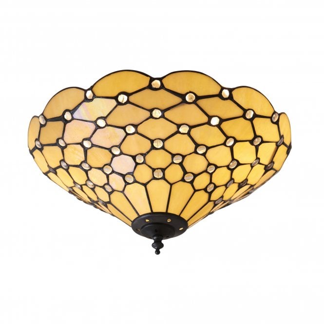 PEARL Medium 2Lt Flush with Tiffany Glass