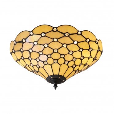 PEARL Medium 2Lt Flush with Tiffany Glass