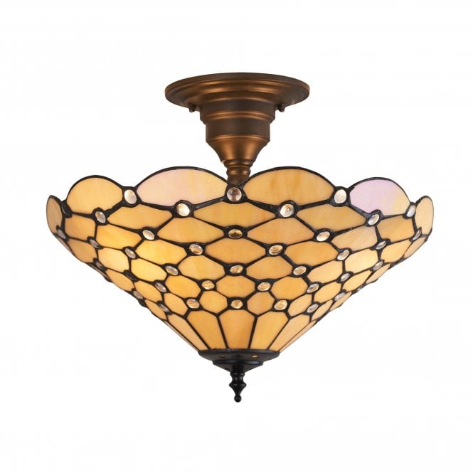 PEARL Medium 3Lt Semi Flush with Tiffany Glass