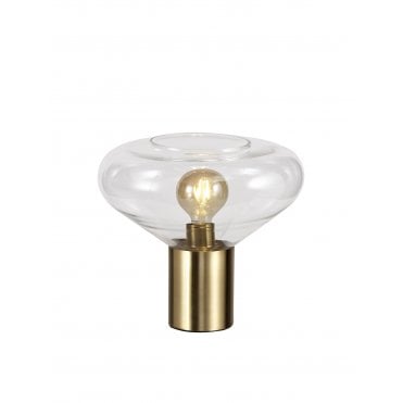PELLUCID 1 x E27 Table Lamp Antique Brass/Clear Glass