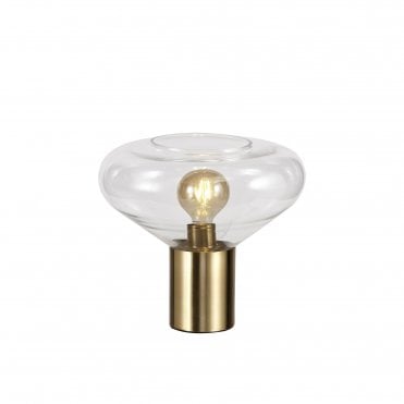 PELLUCID 1 x E27 Table Lamp Antique Brass/Clear Glass