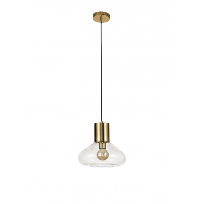 PELLUCID Ceiling Wide Pendant Light Antique Brass/Clear Glass