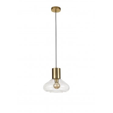 PELLUCID Ceiling Wide Pendant Light Antique Brass/Clear Glass