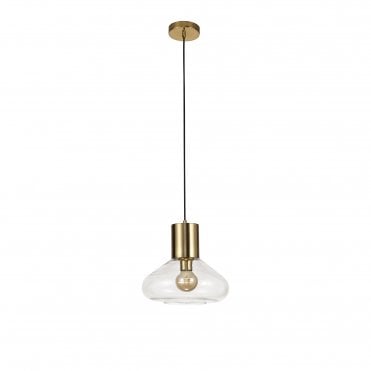 PELLUCID Ceiling Wide Pendant Light Antique Brass/Clear Glass
