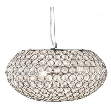 3 Light Ceiling Pendant Chrome With Clear Crystal