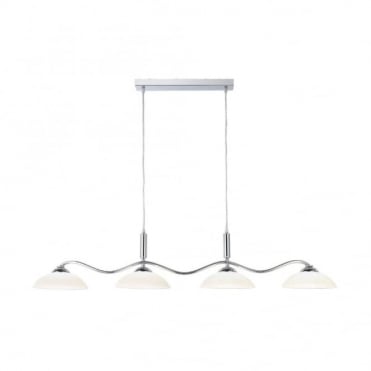 PENDANT - 4 Light Chrome Bar/Frosted Glass Shades
