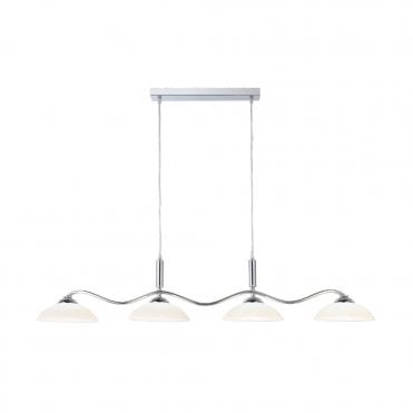 PENDANT - 4 Light Chrome Bar/Frosted Glass Shades