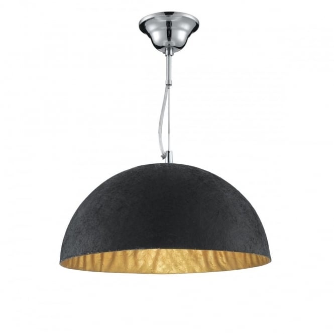 PENDANT - Dome Black/Gold 1 Light